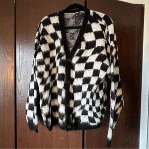 ASOS Mens Oversized Checkered Black and White Cardigan in Small